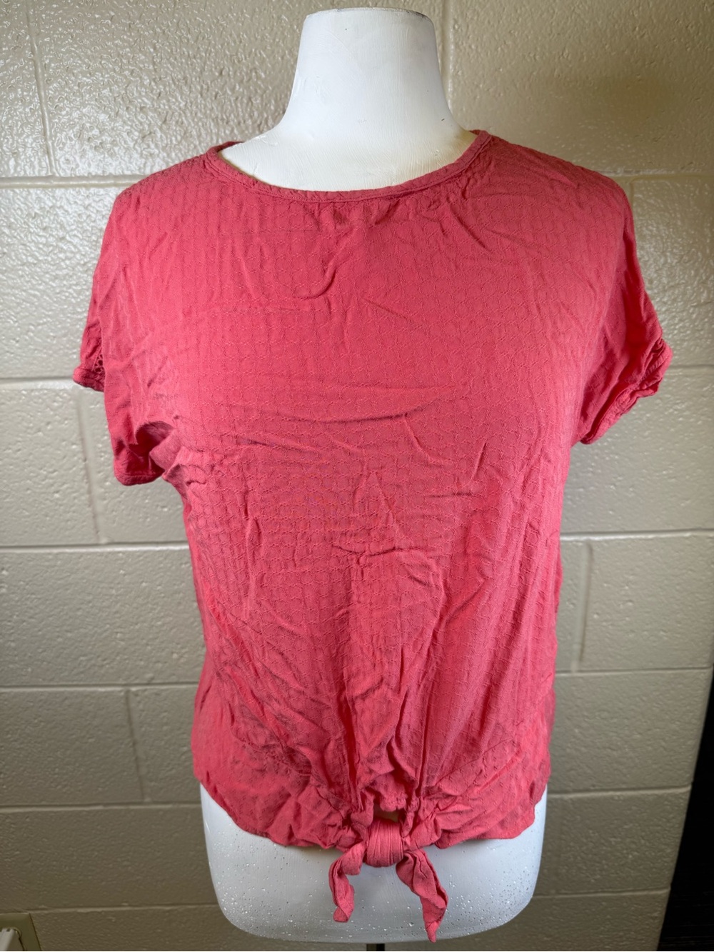 Buffalo David Bitton Coral Tie-Front Short Sleeve Top